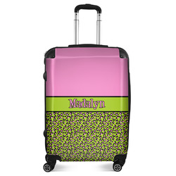 Pink & Lime Green Leopard Suitcase - 24" Medium - Checked (Personalized)