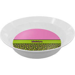 Pink & Lime Green Leopard Melamine Bowl - 12 oz (Personalized)