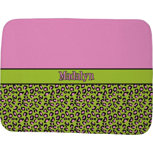 Pink & Lime Green Leopard Memory Foam Bath Mat 48 X 36