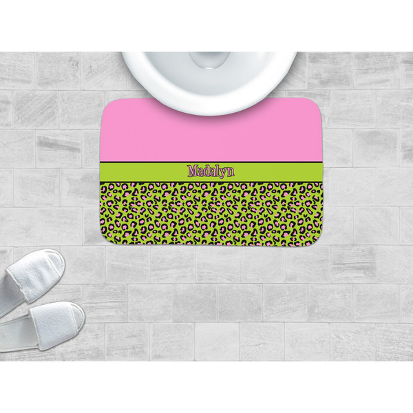 Pink & Lime Green Leopard Memory Foam Bath Mat - LIFESTYLE