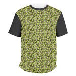 Pink & Lime Green Leopard Men's Crew T-Shirt - Medium