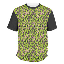 Pink & Lime Green Leopard Men's Crew T-Shirt - 2X Large