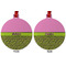 Pink & Lime Green Leopard Metal Ball Ornament - Front and Back