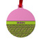 Pink & Lime Green Leopard Metal Ball Ornament - Front