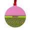 Pink & Lime Green Leopard Metal Ball Ornament - Double Sided w/ Name or Text