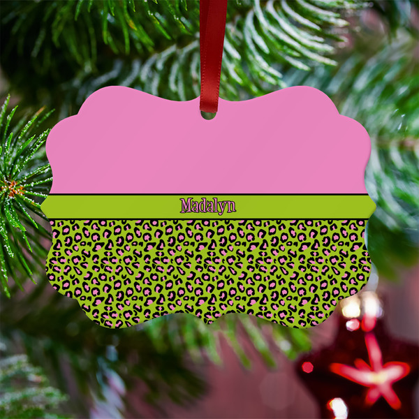 Pink & Lime Green Leopard Metal Benilux Ornament - Lifestyle