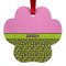 Pink & Lime Green Leopard Metal Paw Ornament - Front