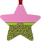 Pink & Lime Green Leopard Metal Star Ornament - Front