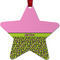 Pink & Lime Green Leopard Metal Star Ornament - Double Sided w/ Name or Text