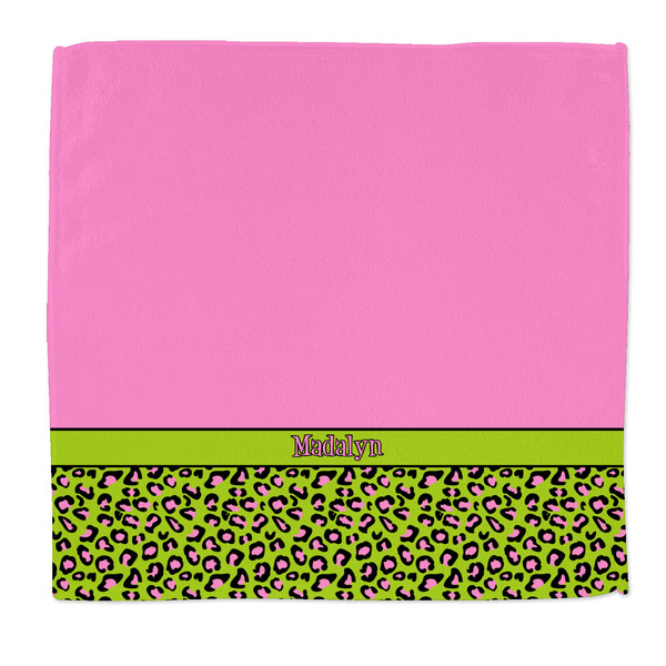 Custom Pink & Lime Green Leopard Microfiber Dish Rag (Personalized)