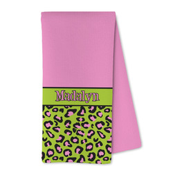 Pink & Lime Green Leopard Kitchen Towel - Microfiber (Personalized)