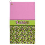 Pink & Lime Green Leopard Microfiber Golf Towel (Personalized)