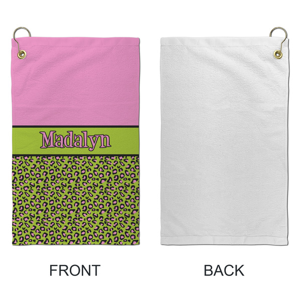 Pink & Lime Green Leopard Microfiber Golf Towels - Small - APPROVAL
