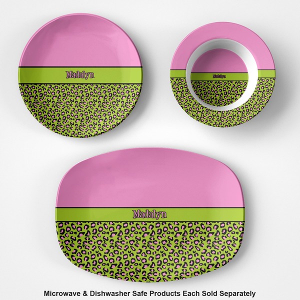 Pink & Lime Green Leopard Microwave & Dishwasher Safe CP Plastic Dishware - Group