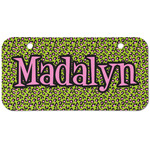 Pink & Lime Green Leopard Mini/Bicycle License Plate (2 Holes) (Personalized)