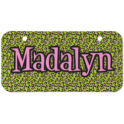 Pink & Lime Green Leopard Mini/Bicycle License Plate (2 Holes) (Personalized)