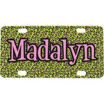 Pink & Lime Green Leopard Mini/Bicycle License Plate (Personalized)