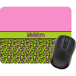 Pink & Lime Green Leopard Rectangular Mouse Pad (Personalized)