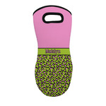 Pink & Lime Green Leopard Neoprene Oven Mitt - Single w/ Name or Text