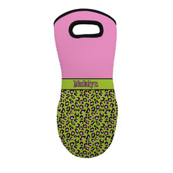 Pink & Lime Green Leopard Neoprene Oven Mitt w/ Name or Text