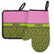Pink & Lime Green Leopard Left Oven Mitt & Pot Holder Set w/ Name or Text