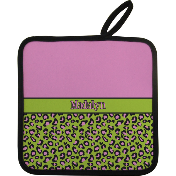 Pink & Lime Green Leopard Neoprene Pot Holder