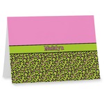 Pink & Lime Green Leopard Note cards (Personalized)