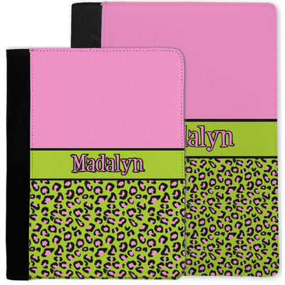 Pink & Lime Green Leopard Notebook Padfolio w/ Name or Text