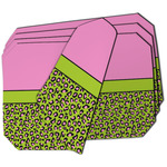 Pink & Lime Green Leopard Dining Table Mat - Octagon - Set of 4 (Double-SIded) w/ Name or Text