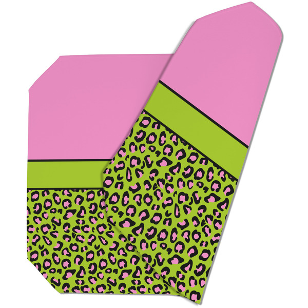 Custom Pink & Lime Green Leopard Dining Table Mat - Octagon (Double-Sided) w/ Name or Text