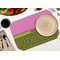 Pink & Lime Green Leopard Octagon Placemat - Single front (LIFESTYLE) Flatlay