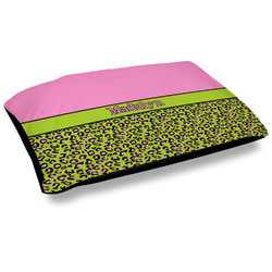 Pink & Lime Green Leopard Dog Bed w/ Name or Text