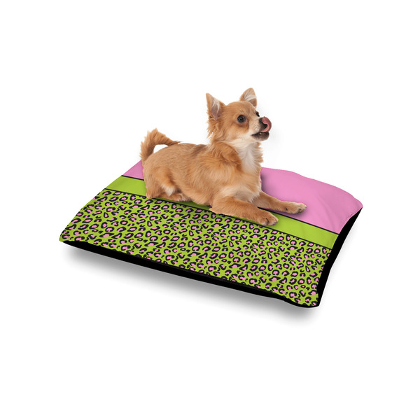 Pink & Lime Green Leopard Outdoor Dog Beds - Small - IN CONTEXT