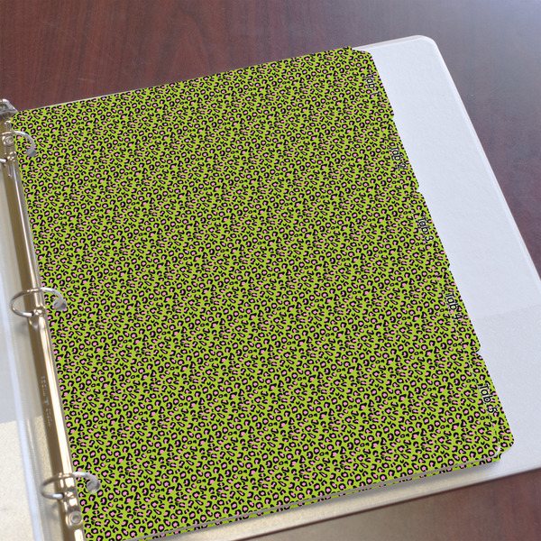 Pink & Lime Green Leopard Page Dividers - Set of 5 - In Context