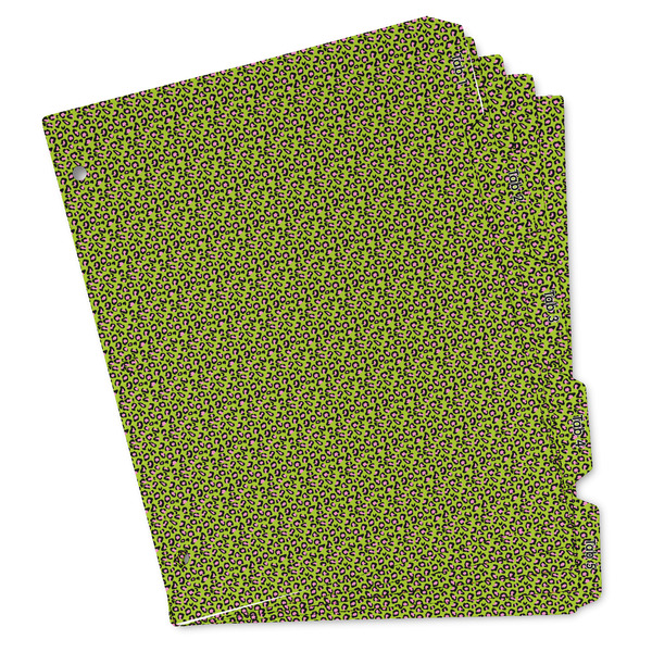 Custom Pink & Lime Green Leopard Binder Tab Divider - Set of 5 (Personalized)