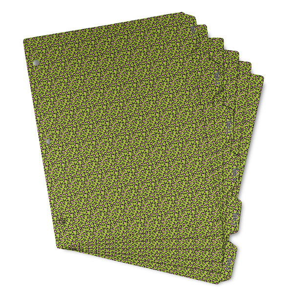 Custom Pink & Lime Green Leopard Binder Tab Divider - Set of 6 (Personalized)
