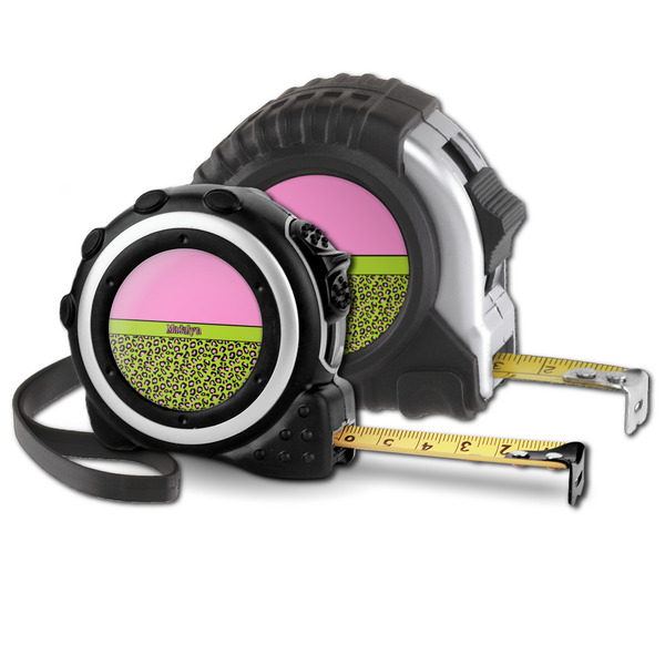 Pink & Lime Green Leopard Parent tape measure