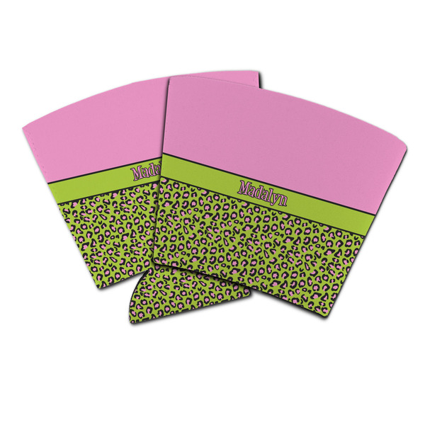 Custom Pink & Lime Green Leopard Party Cup Sleeve (Personalized)