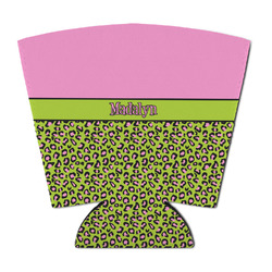 Pink & Lime Green Leopard Party Cup Sleeve - with Bottom (Personalized)