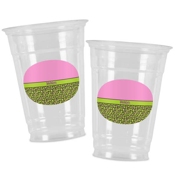 Pink & Lime Green Leopard Party Cups - 16oz - Alt View