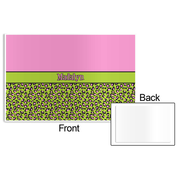 Pink & Lime Green Leopard Disposable Paper Placemat - Front & Back
