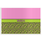 Pink & Lime Green Leopard Disposable Paper Placemats (Personalized)