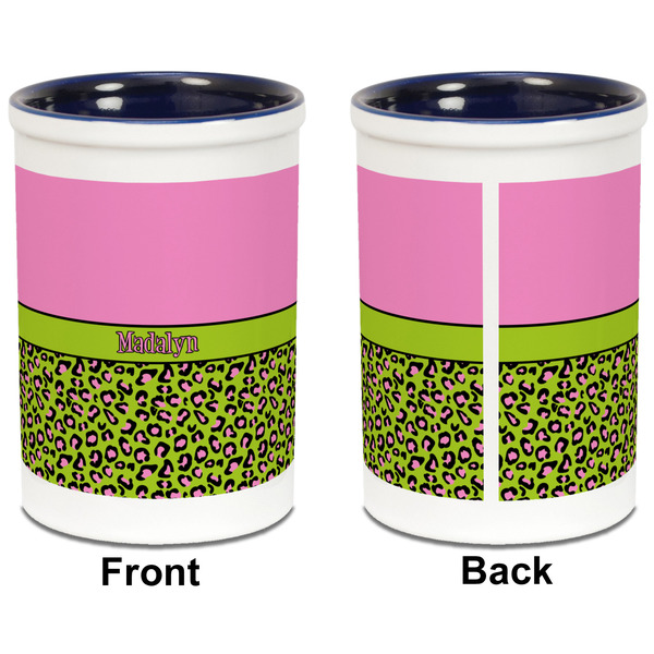 Pink & Lime Green Leopard Pencil Holder - Blue - approval