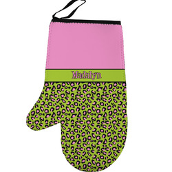 Pink & Lime Green Leopard Left Oven Mitt (Personalized)