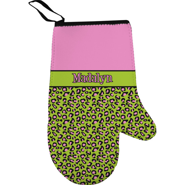 Custom Pink & Lime Green Leopard Oven Mitt (Personalized)