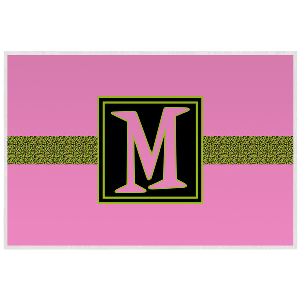 Pink & Lime Green Leopard Personalized Placemat (Back)