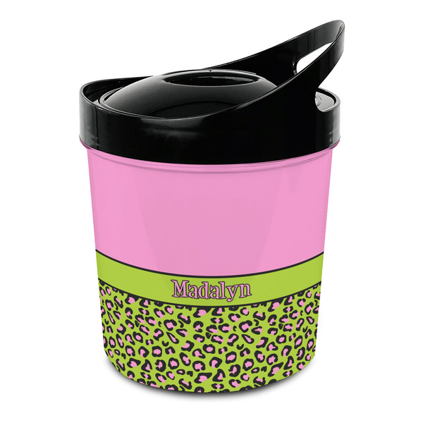 Custom Pink & Lime Green Leopard Plastic Ice Bucket (Personalized)