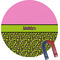 Pink & Lime Green Leopard Round Fridge Magnet (Personalized)