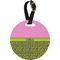 Pink & Lime Green Leopard Personalized Round Luggage Tag
