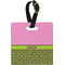 Pink & Lime Green Leopard Plastic Luggage Tag - Square w/ Name or Text